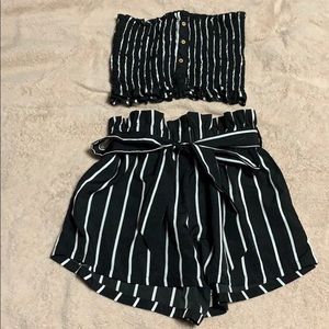 Black and white stripe 2 piece set